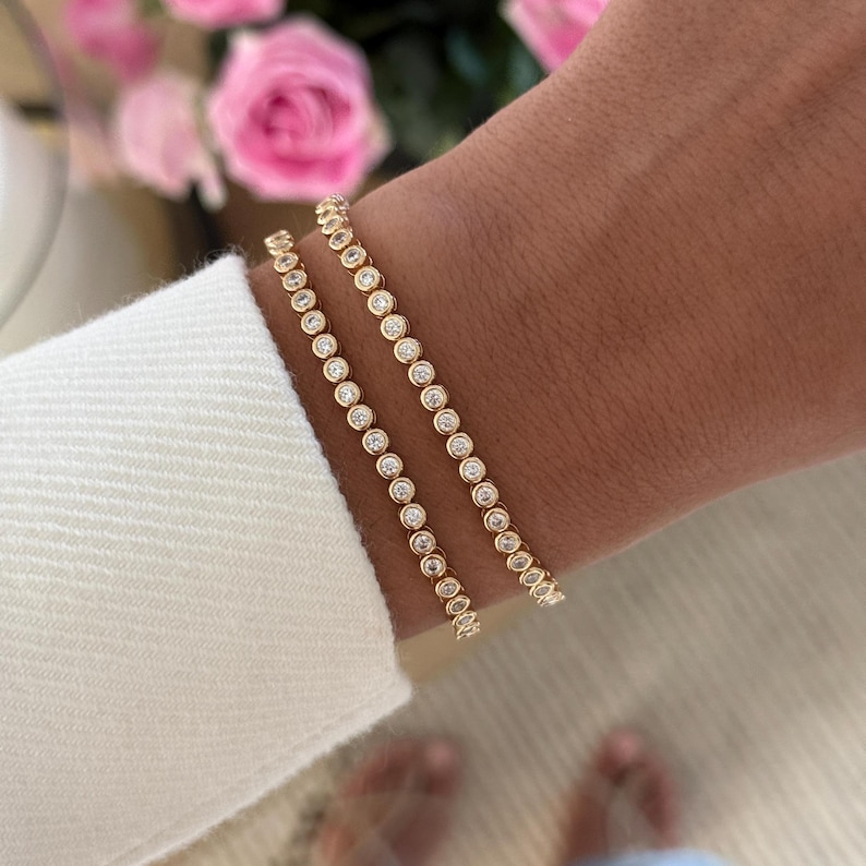 AneJewelryGL Gold Cubic Zirconia Tennis Bracelet