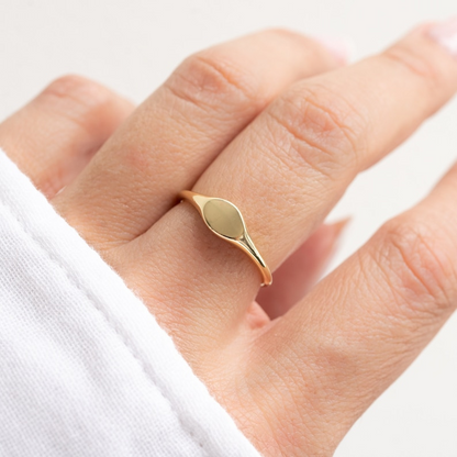 Gold & Silver Dainty Signet Ring