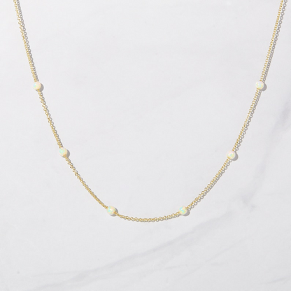 AneJewelryGL Minimalist Dainty White Opal Necklace