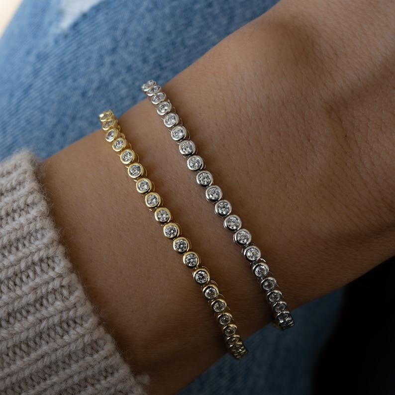 AneJewelryGL Gold Cubic Zirconia Tennis Bracelet