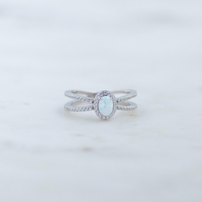 AneJewelryGL Dainty Gold & Silver Opal Ring